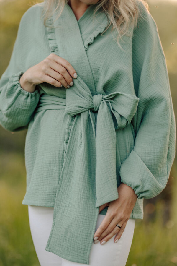 Lühike tume mündiroheline kimono - Image 3