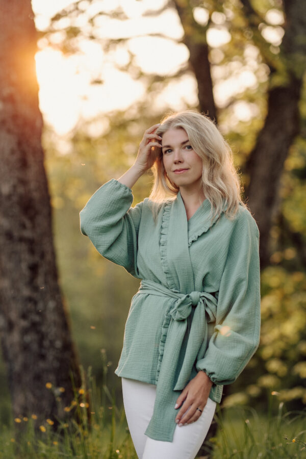 Lühike tume mündiroheline kimono - Image 2