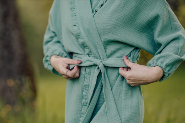 Pikk tume mündiroheline kimono - Image 3